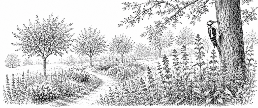 specht in kernlo pentekening