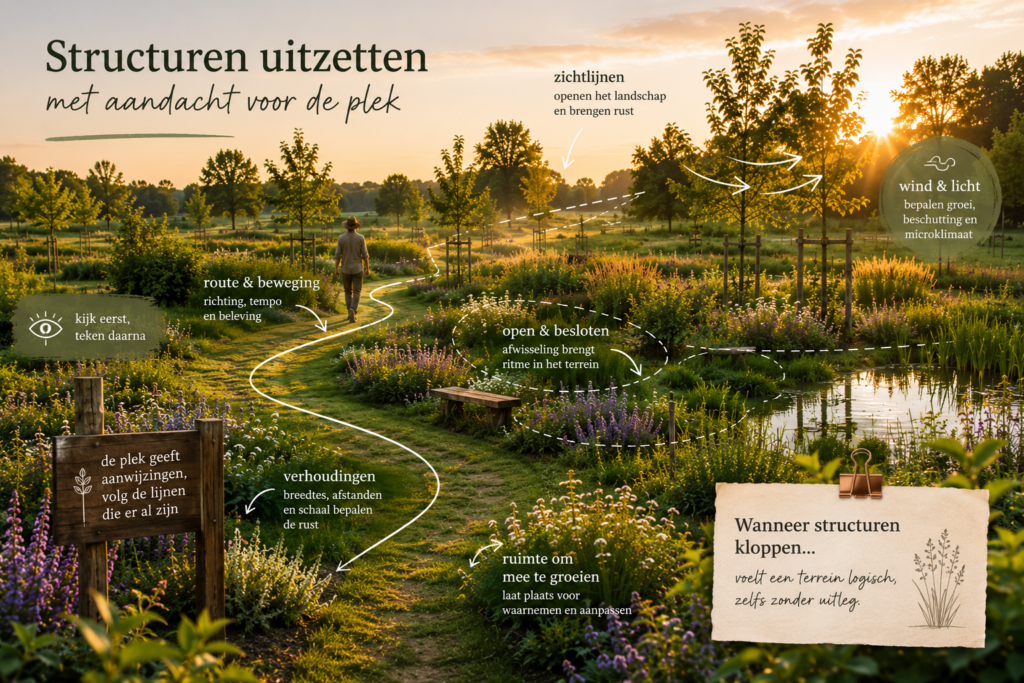De kracht van structuren uitzetten: Jonge structuren en zichtlijnen binnen een landschap in ontwikkeling bij Kernlo